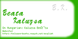 beata kaluzsa business card